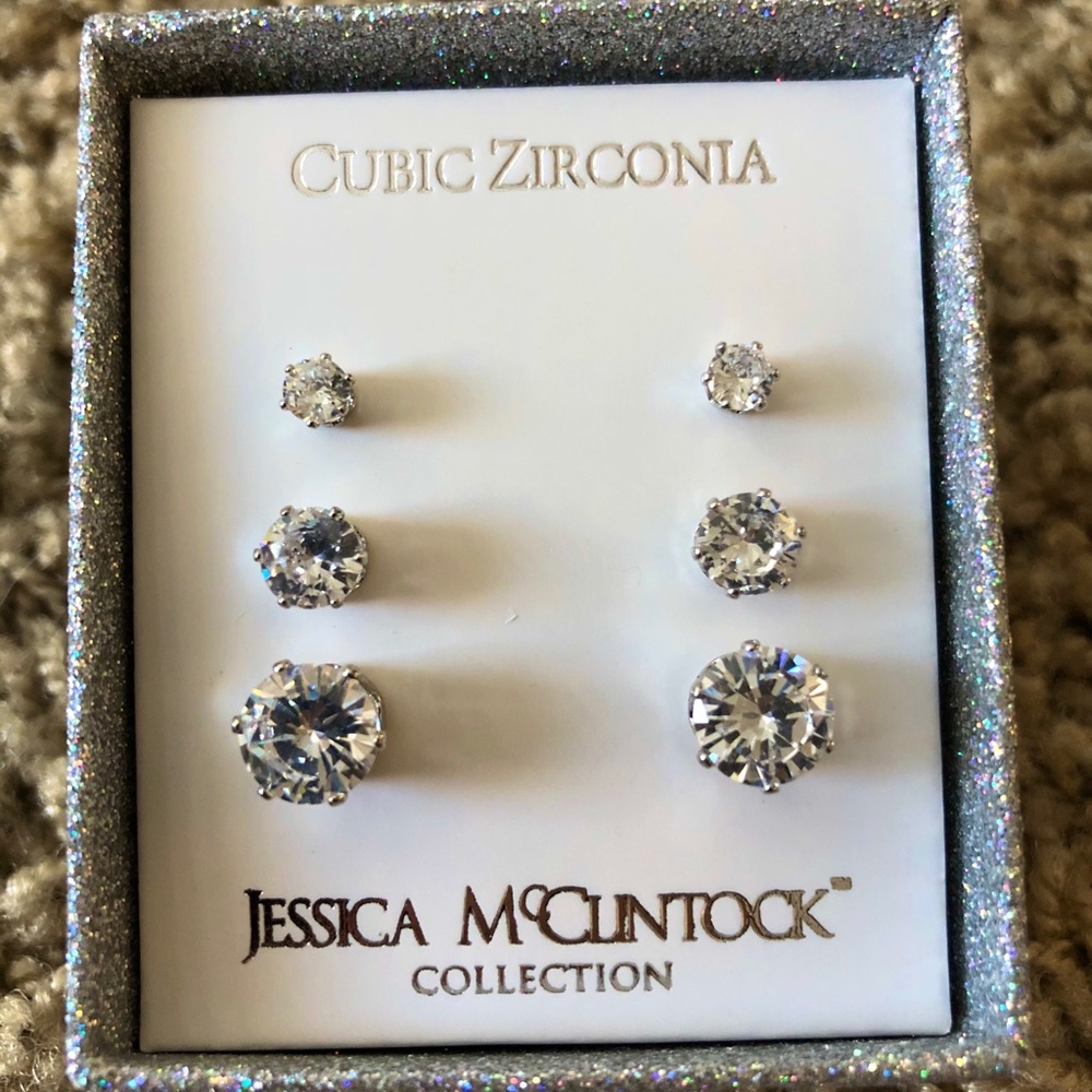 NWOT Jessica McClintock Cubic Zircona Earrings